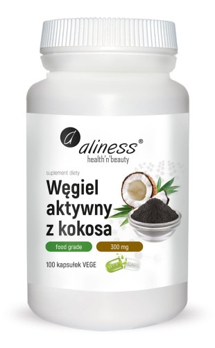 Aliness Węgiel aktywny z kokosa, 100 kapsułek