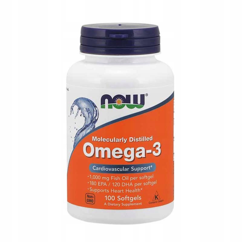 NOW Foods Olej rybny z omega-3, 1000 mg, 180 EPA – 120 DHA, 100 kaps
