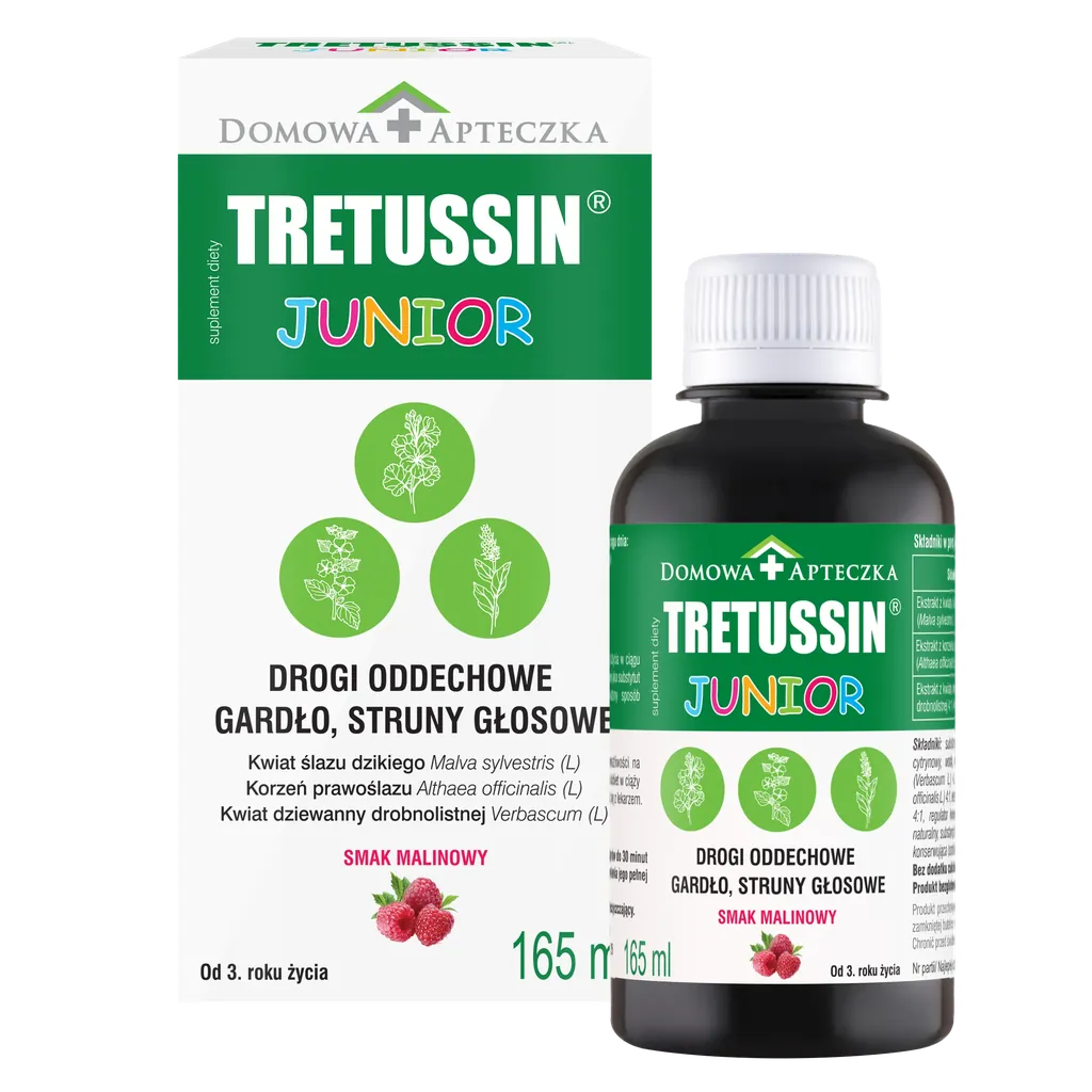 Tretussin Junior, od 3 lat, smak malinowy, 165 ml