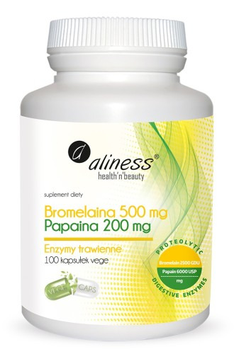Aliness - Bromelaina 500 mg, Papaina 200 mg, 100 kapsułek