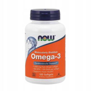 NOW Foods Olej rybny z omega-3, 1000 mg, 180 EPA – 120 DHA, 100 kaps